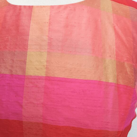 Liz Claiborne Pink Orange Block Pattern Silk Sheath Dress Size 6 - Picture 4 of 15